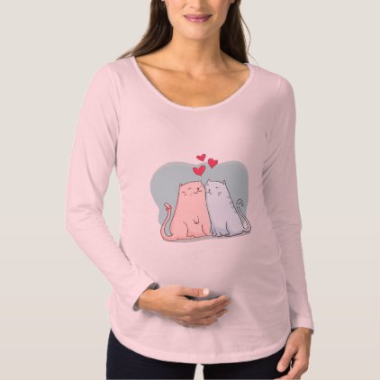 Lovely hand drawn cats with hearts maternity shirt