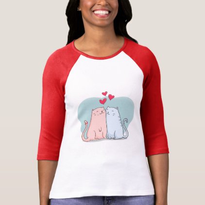 Lovely hand drawn cats with hearts women&#39;s t-shirt