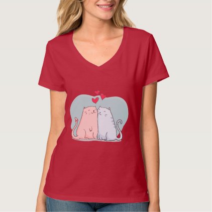 Lovely hand drawn cats with hearts women&#39;s t-shirt