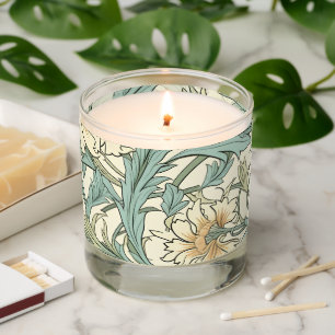 Lovely hand drawn pastel retro artwork botanical scented candle