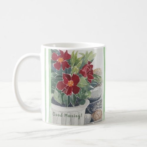 LOVELY HAND PAINTED WATERCOLOR FLOWERS  COFFEE MUG