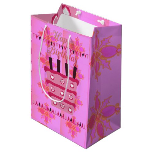Lovely Happy Birthday With Lots of Love Medium Gift Bag