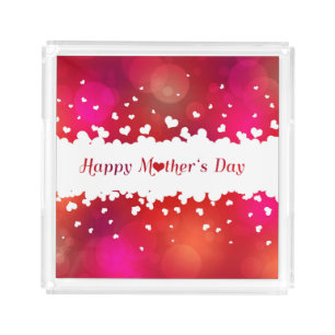 Lovely Happy Mother's Day Hearts Acrylic Tray