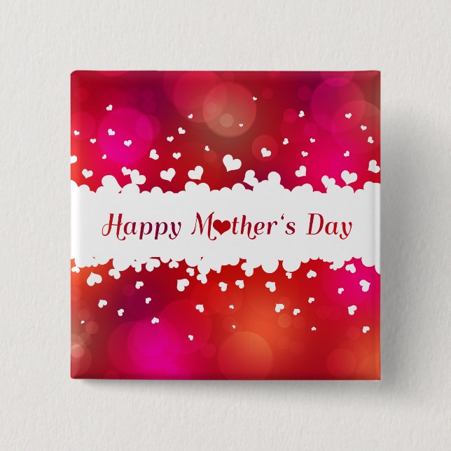 Lovely Happy Mother's Day Hearts Button (Front)