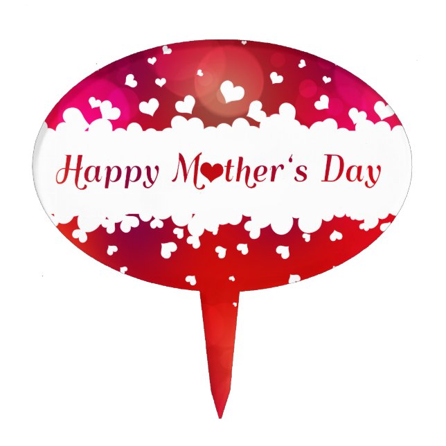 Lovely Happy Mother's Day Hearts Cake Topper (Front)
