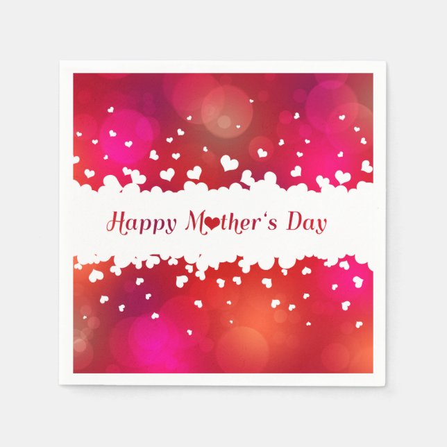 Lovely Happy Mother's Day Hearts Napkins (Front)