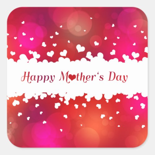 Lovely Happy Mothers Day Hearts Square Sticker