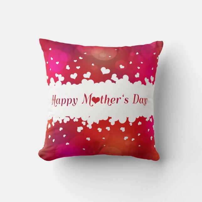 Lovely Happy Mother's Day Hearts Throw Pillow (Front)