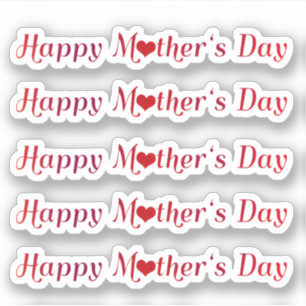 Lovely Happy Mother's Day Typography Heart Text Sticker