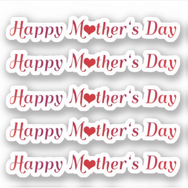 Lovely Happy Mother's Day Typography Heart Text Sticker (Front)