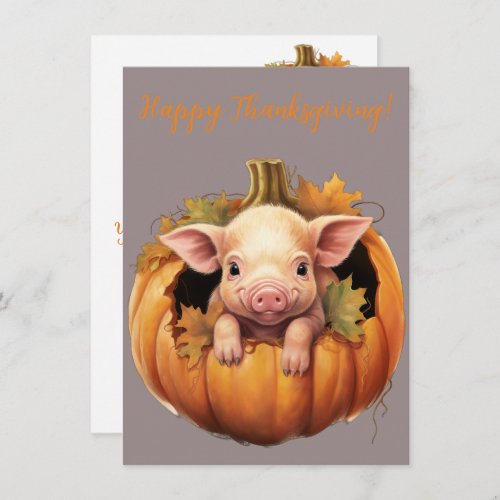 Lovely Happy Thanksgiving Pig Watercolor Cards