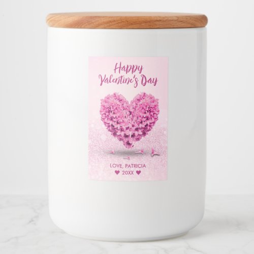 Lovely Happy Valentines Day Heart Pink Hyacinth Food Label