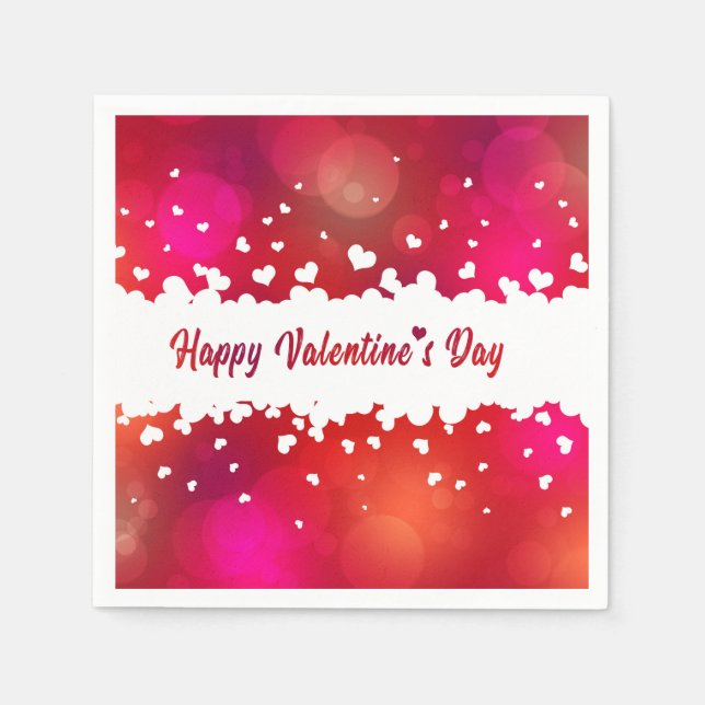 Lovely Happy Valentine's Day Hearts - Paper Napkin (Front)