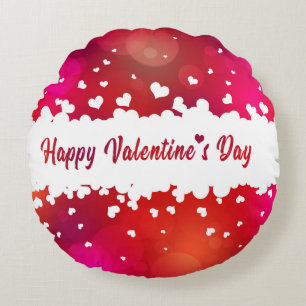 Lovely Happy Valentine's Day Hearts - Round Pillow