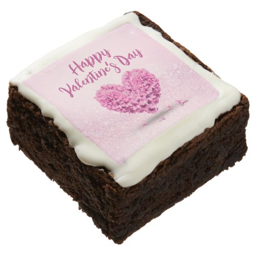 Lovely Happy Valentines Day Hyacinth Pink Heart Brownie