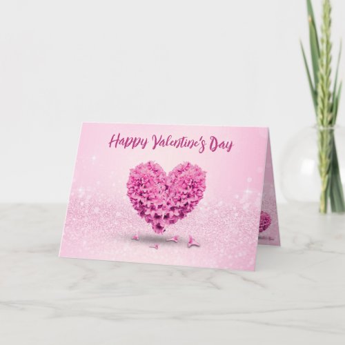 Lovely Happy Valentines Day Pink Hyacinth Heart Card