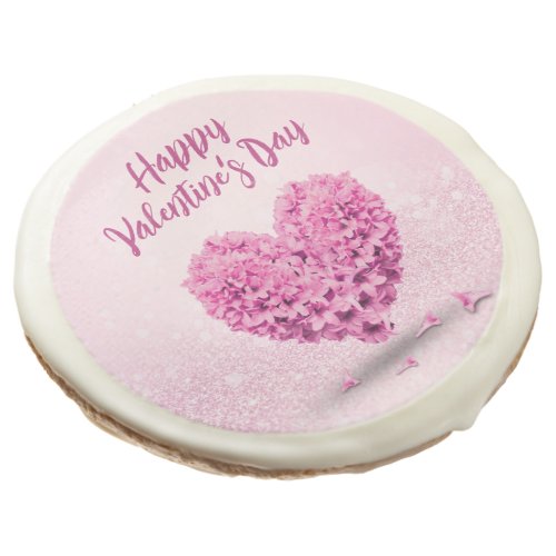 Lovely Happy Valentines Day Pink Hyacinth Heart Sugar Cookie