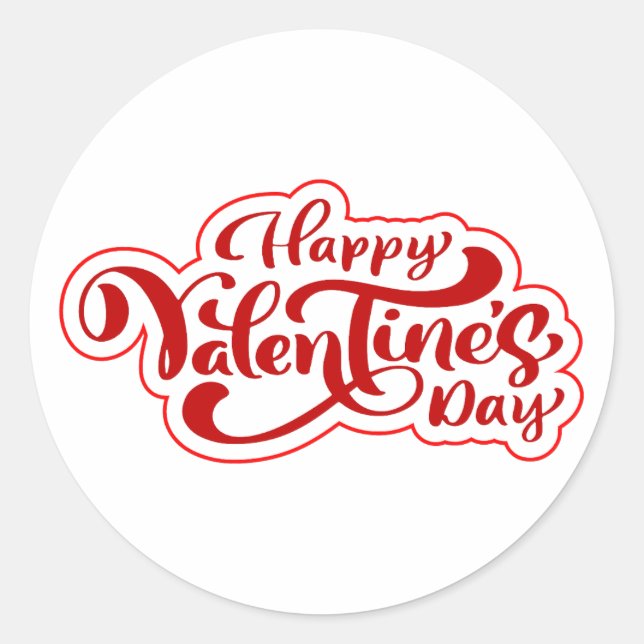 Lovely Happy Valentine's Day Typography Lettering  Classic Round Sticker (Front)