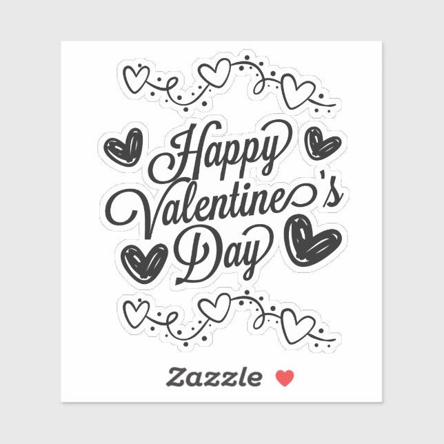 Lovely Happy Valentine's Day Typography Lettering  Sticker (Sheet)