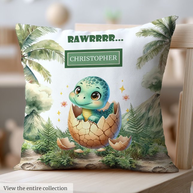 Lovely Hatching Soon Baby Dinosaur Personalized  Throw Pillow (Lovely Hatching Soon Baby Dinosaur Personalized Throw Pillow)