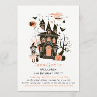 Lovely Haunted House Kids Birthday Halloween Invit Invitation