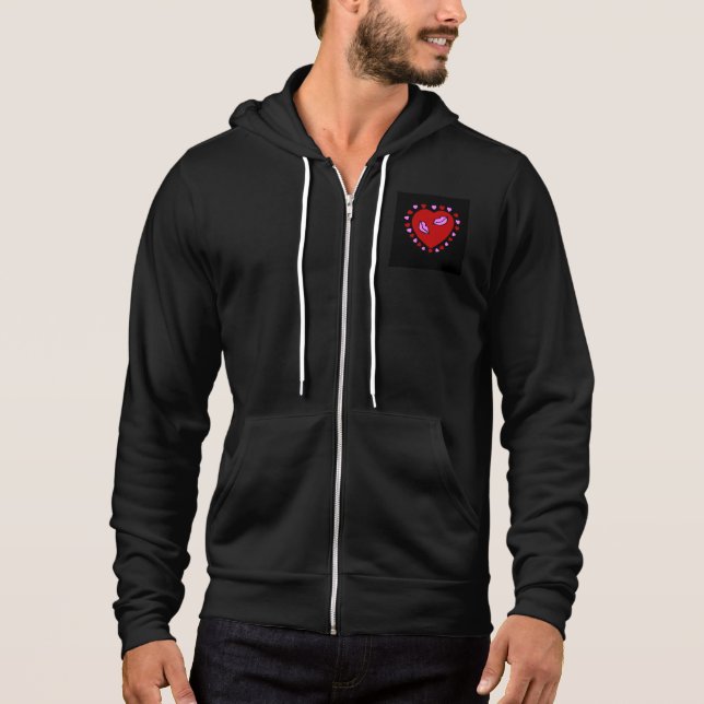 Lovely Heart Kisses Men's Full-Zip Hoodie (Front)