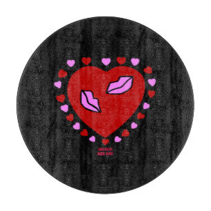Lovely Heart Kisses Round Cutting Board 30.4 cm