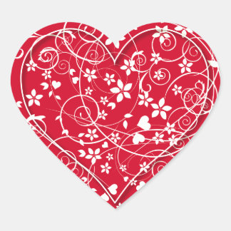 Lovely heart on red sticker