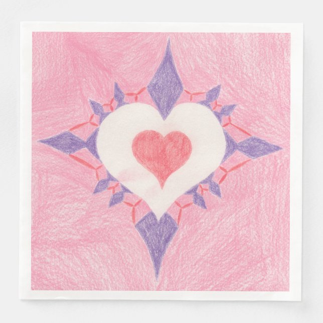 Lovely Heart Paper Dinner Napkins (Front)