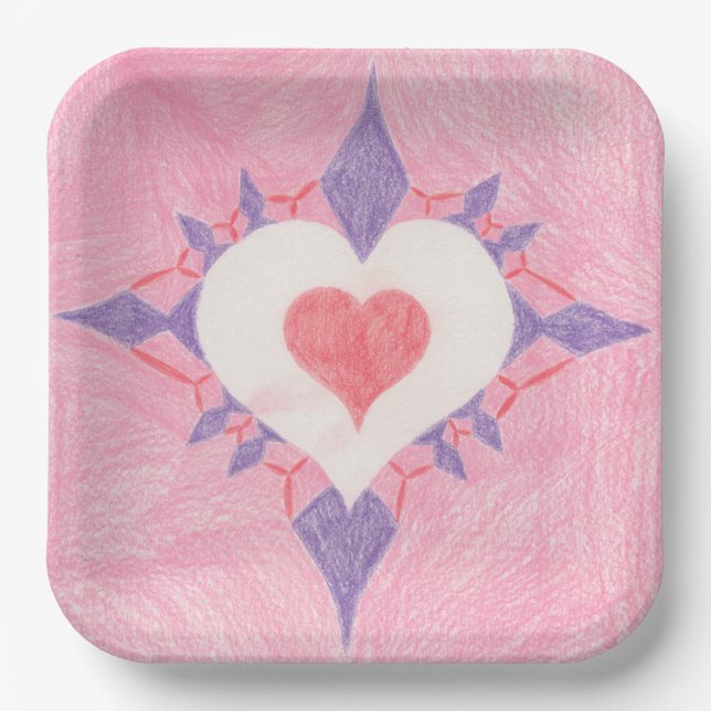 Lovely Heart Paper Plates (Front)