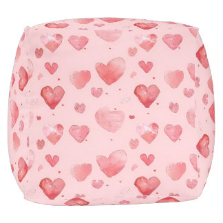 Lovely heart pattern Large Cube Pouf