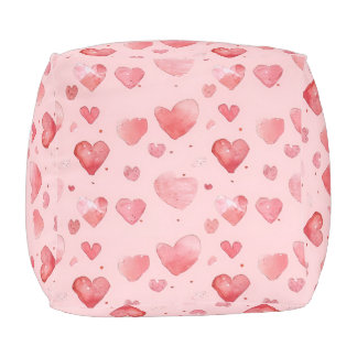 Lovely heart pattern Small Cube Pouf