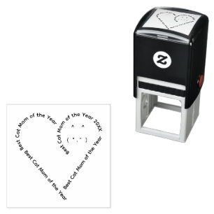 Lovely heart shaped text cat mom self-inking stamp