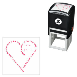 Lovely heart shaped text cat mom self-inking stamp