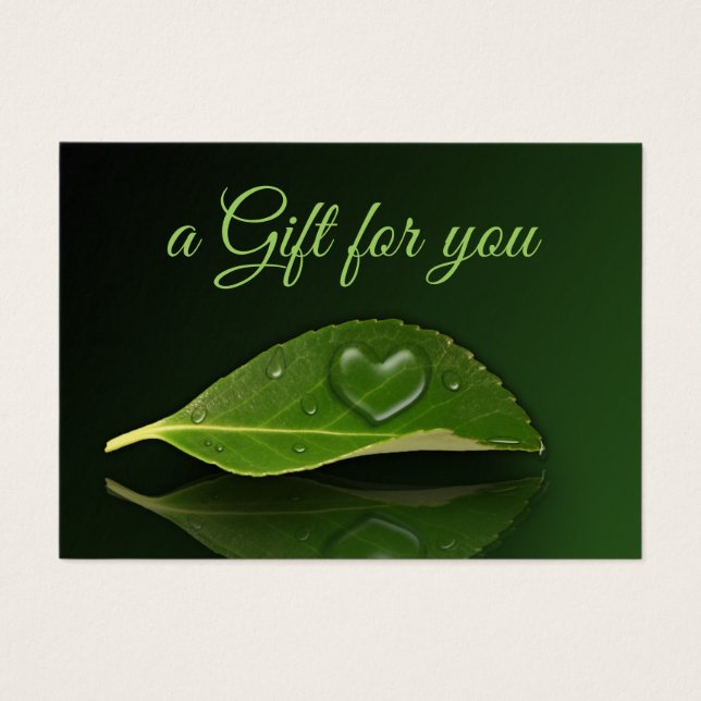 Lovely Heart-Shaped Water Droplet Leaf Gift Card (Front)