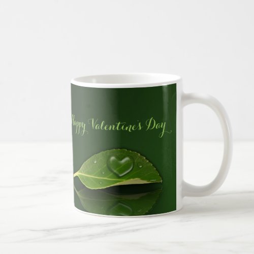 Lovely Heart_Shaped Water Droplet on Leaf Coffee Mug