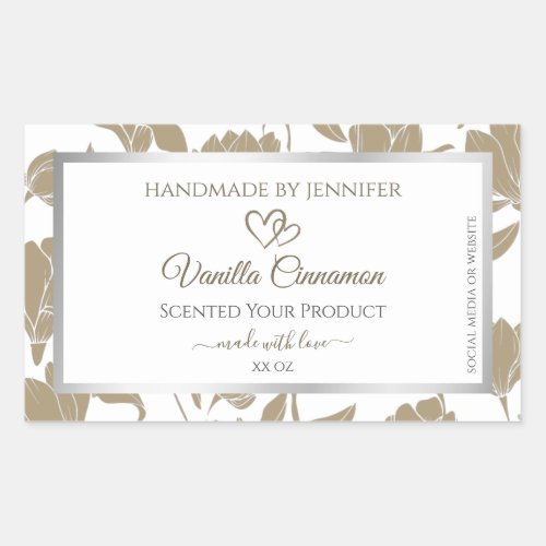 Lovely Hearts Beige and White Floral Product Label
