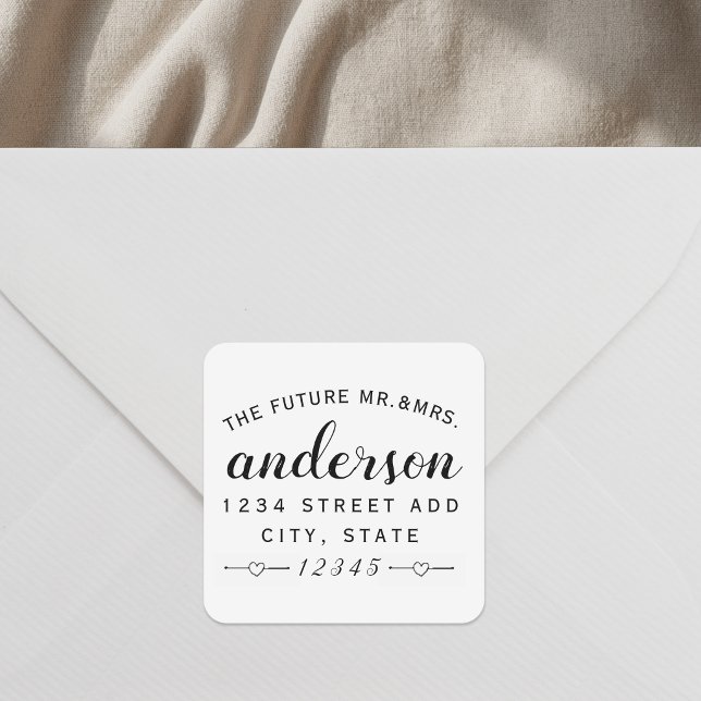 Lovely Hearts Future Mr and Mrs Wedding Address Square Sticker (Creator Uploaded)