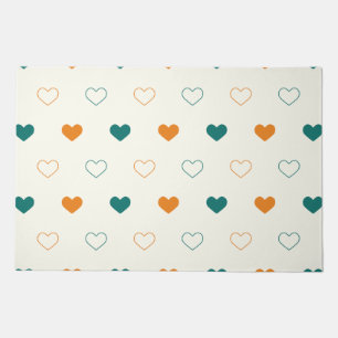 Lovely hearts / green orange cream doormat