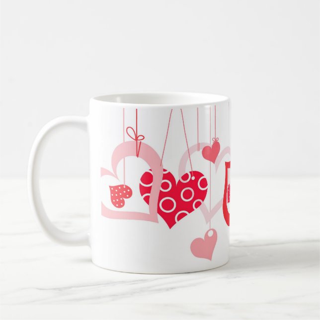 Lovely Hearts Hanging Valentine Cute Mug (Left)