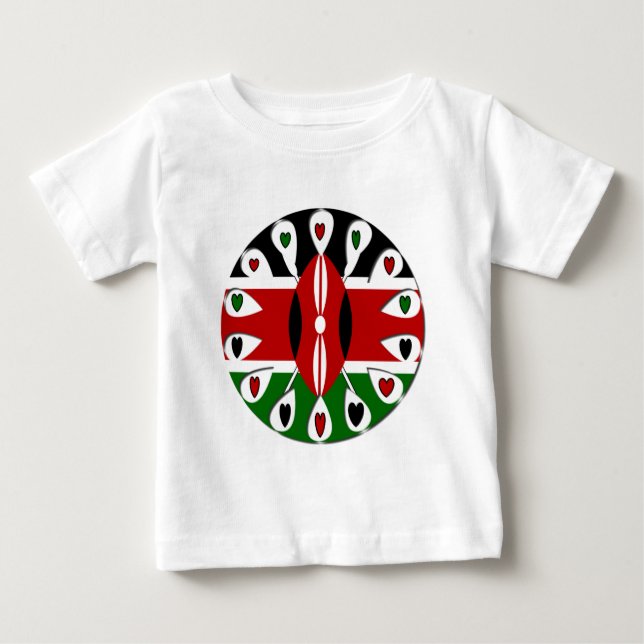 Lovely Hearts Kenya: Flag Art Motif Baby T-Shirt (Front)