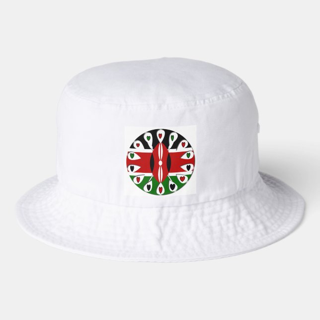 Lovely Hearts Kenya: Flag Art Motif Bucket Hat (Front)