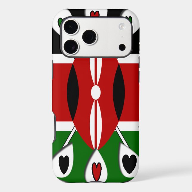 Lovely Hearts Kenya: Flag Art Motif Case-Mate iPhone Case (Back)