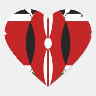 Lovely Hearts Kenya: Flag Art Motif Heart Sticker