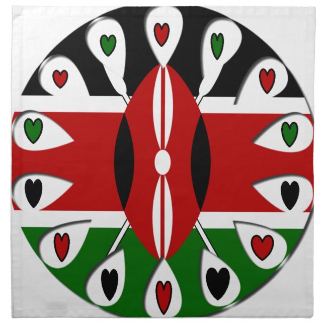 Lovely Hearts Kenya: Flag Art Motif Napkin (Front)