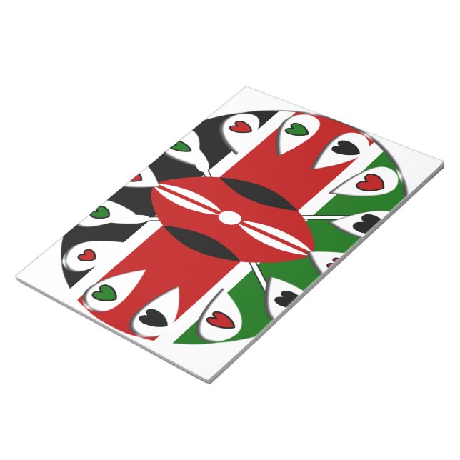 Lovely Hearts Kenya: Flag Art Motif Notepad (Angled)