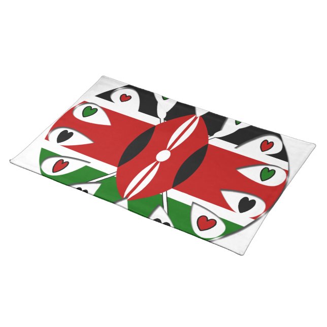 Lovely Hearts Kenya: Flag Art Motif Placemat (On Table)