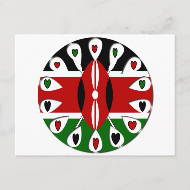 Lovely Hearts Kenya: Flag Art Motif Postcard (Front)