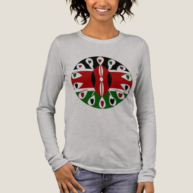 Lovely Hearts Kenya: Flag Art Motif Tri-Blend Shirt (Front)