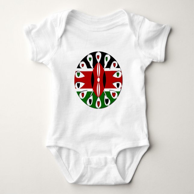 Lovely Hearts Kenya: Flag Love and Unity Art Motif Baby Bodysuit (Front)